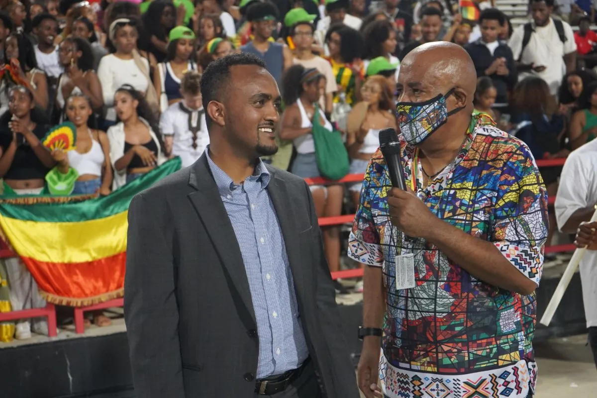 An interview in front of the crowd